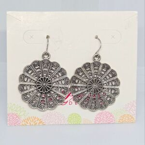 Premier Designs BOTANICAL Filigree Silver Earrings NEW Boho Coastal Fall